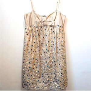 BCBG Taupe Party Dress Bow Front Babydoll EUC